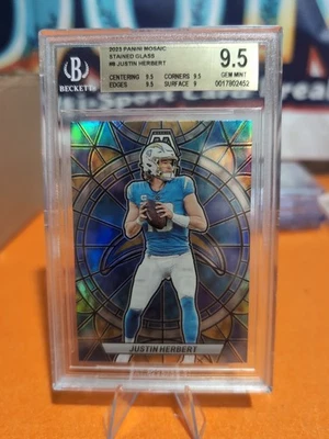 2023 Panini Mosaic Justin Herbert Mosaic Stained Glass SG-8 Beckett 9.5 Gem Mint - Image 1 of 2