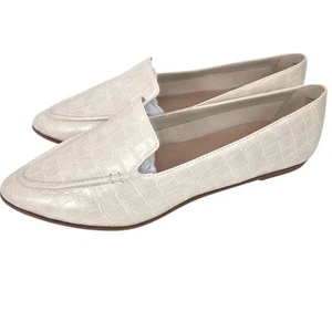 Mocasines planos Aldo Croc en relieve NUEVOS para mujer 10 marfil blanco roto punta - Imagen 1 de 9