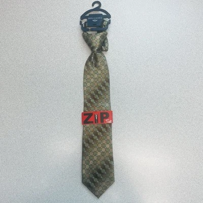 Corbata Dockers 100 % seda marrón y verde con cremallera para niño Foto 1 de 4