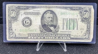 1934 $50 Federal Reserve Note Chicago, Illinois Fifty Dollar Bill. Z66 - Image 1 of 2