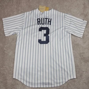 New York Yankees Jersey Mens Large Pinstripe MLB Baseball Babe Ruth Cooperstown - Picture 1 of 10