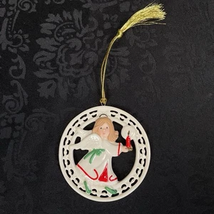 Lenox Figura Traforata Decorazione Natalizia Angelo Candela Rotonda Tradizionale Senza Scatola - Foto 1 di 5