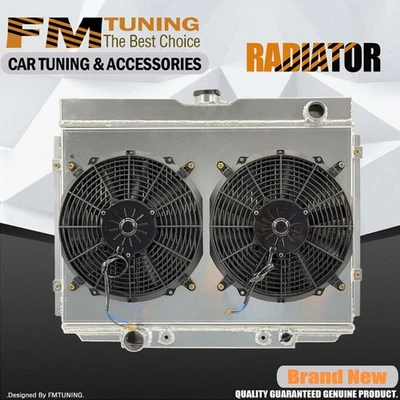 Radiador de 3 filas con cubierta de ventilador para Ford Mercury Mustang Cougar 1967-1970 V8 AT MT Foto 1 de 4