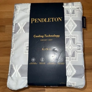 Pendleton King Size 4 Piece Sheet Set Cooling Technology Gray White Aztec NEW - Picture 1 of 5