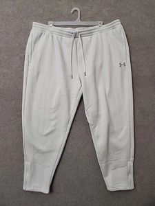 Under Armour Fleece Pro Sweat Pants Mens 4XL Ivory Loose Taper Leg Ankle Zip NEW - Picture 1 of 11