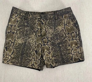 Worthington Chino Shorts Womens 4 Brown Black Snake Print Button Zip Pockets - Picture 1 of 8