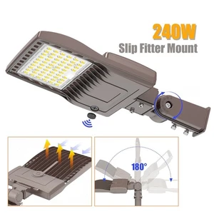 KUKUPPO Outdoor Dusk to Dawn LED Shoebox Lights 240W 33600LM Slip Fitter Mount - Picture 1 of 12