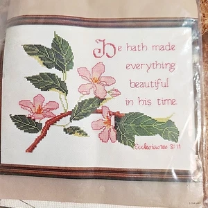 Everything Beautiful Ecclesiastes 3:11 Counted Cross Stitch Kit Charmin Janlynn - Picture 1 of 14