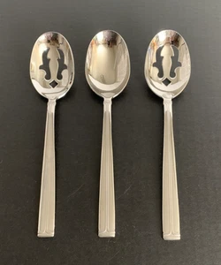 Mikasa PARALLELS Servierlöffel & 2 Schlitzlöffel Edelstahl Besteck 3-teilig - Bild 1 von 8