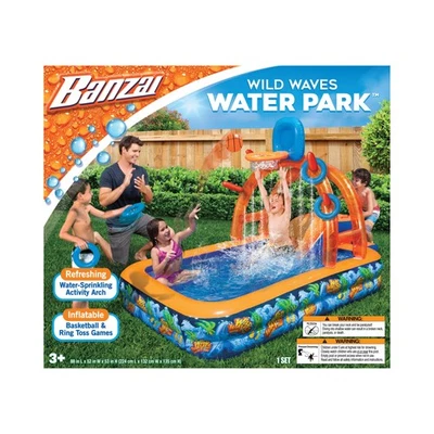 Banzai Wild Waves Water Park w/ Sprinkling Arch Basketball hoop& Ring Toss Game - Image 1 of 4