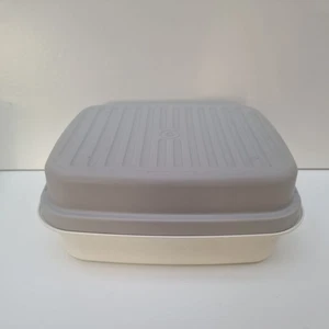 Vintage Tupperware Bread / Meat Box Storage Container Grey White - Picture 1 of 7