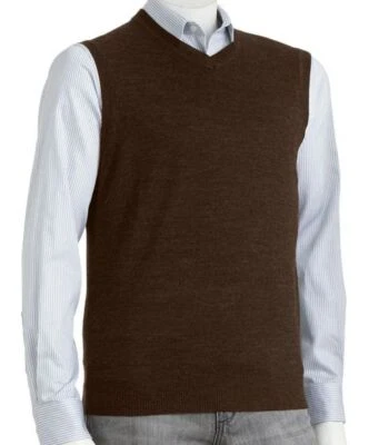 New Men's Classic Fit Knit V-Neck Sweater Vest XLT Big & Tall Sleeveless Brown - Image 1 of 2