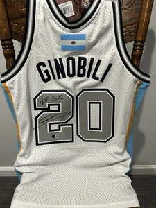 Manu Ginobili Signed San Antonio Spurs Mitchell & Ness NBA Autograph Jersey BAS - Picture 1 of 5