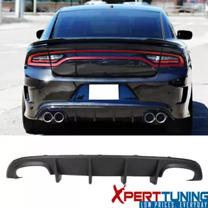 Fits 15-23 Dodge Charger Rear Diffuser Quad Exhaust Unpainted- PP - Picture 1 of 9