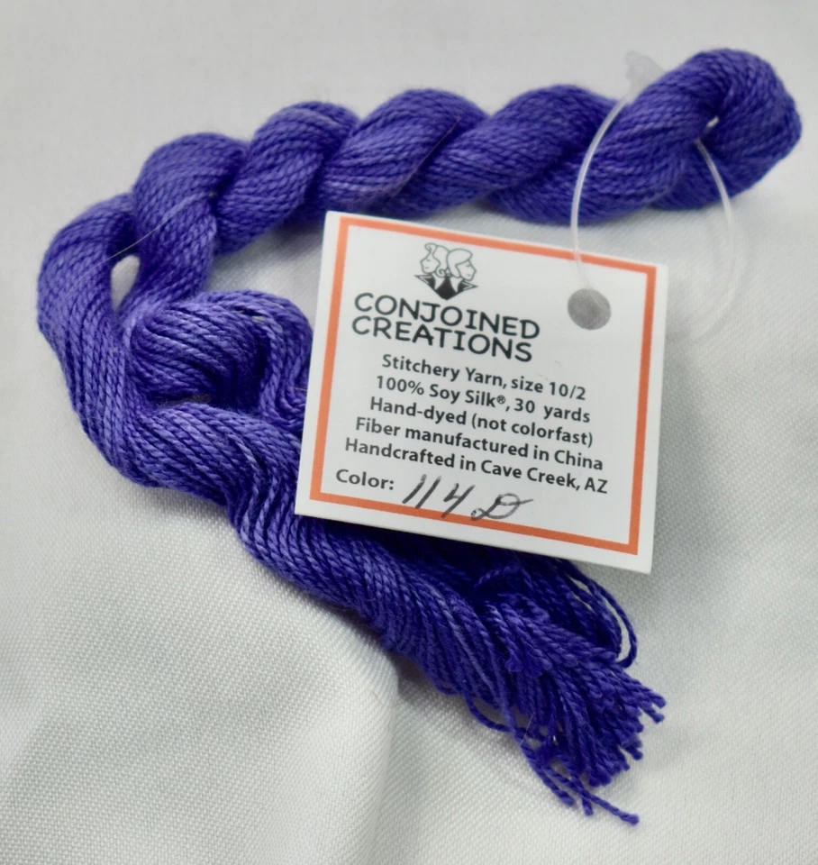 Conjoined Creations Thread 100% Soy silk 10/2 30 yards hand-dyed purple  114D - Image 1 of 1