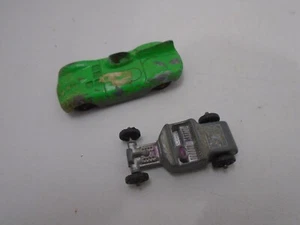2 Vtg toy race car Tootsie Jaguar green Chicago & midge toy Diecast Metal USA - Picture 1 of 5
