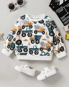 Toddler Boys Truck Print Pullover Sweatshirt Top Size 12-18 months - Picture 1 of 3