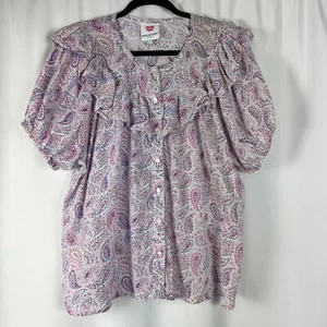 Hester & Orchard Cotton Button Up Top Paisley Floral Cottagecore Prairie Boho M - Bild 1 von 10