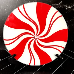 Two's Company Round Glass Peppermint Serving Board Large 13" - Picture 1 of 3