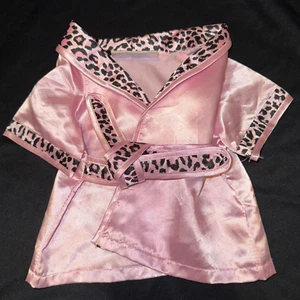 Bata rosa claro Build a Bear Workshop BABW con ribete estampado de leopardo guepardo negro - Imagen 1 de 9