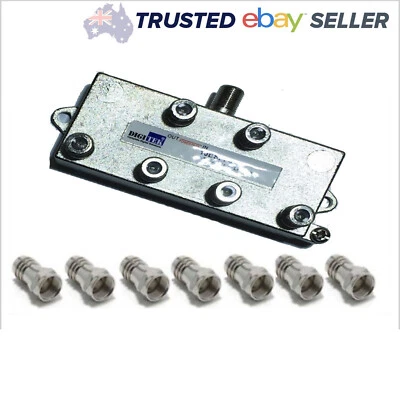 6 Way TV Splitter With 7 F Type Crimp Connectors Foxtel Antenna - Image 1 of 4
