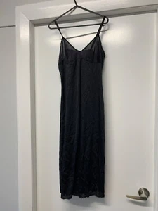 Vintage Hilton black slip dress sheer knee length elegant size 12 - Picture 1 of 6