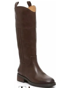 NWT CROWN VINTAGE FYAN KNEE HIGH RIDING BOOTS SHOE GENUINE LEATHER MOCHA BROWN 9 - Picture 1 of 3
