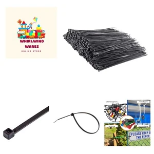 14 Inch Black Heavy Duty Zip Ties, 1,000 Bulk Pack, 120lb Strength, UV Resist... - Picture 1 of 5