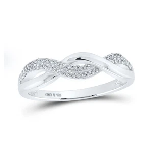 Sterling Silver Womens Round Diamond Twist Band Ring 1/20 Cttw - Picture 1 of 2