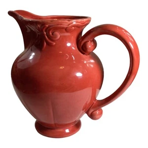 HOME 48 OZ. French Baroque Ceramic Pitcher Vermilion - Picture 1 of 4