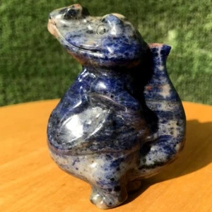 240G Natural Blue-vein stone Quartz Crystal Hand carved crocodile Healing - Picture 1 of 15