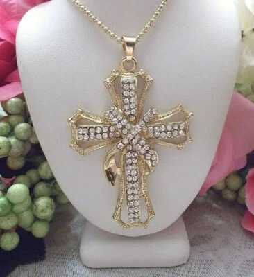 COLLAR CADENA COLGANTE CRUZ INCRUSTACIÓN CRISTAL TRANSPARENTE EXQUISITO BETSEY JOHNSON Foto 1 de 4