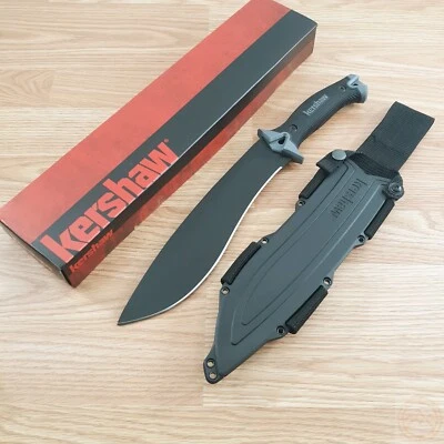 Cuchillo fijo Kershaw Camp 10" 65Mn hoja de acero negro/gris caucho/mango sintético Foto 1 de 4