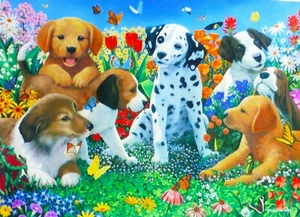 Charles Lynn Chick Bragg Puppy Garden dogs Hand Signed Limited Ed on Canvas art - Picture 1 of 5