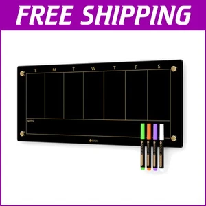 Elegante pizarra planificadora semanal de vidrio negro - 23x9,5 con 4 marcadores incluidos - Imagen 1 de 9