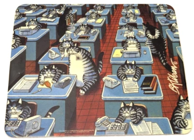 Vintage Klibans Cats Office Pool Cats Mouse Pad VHTF Rare 9.5" x 8" 1985 - Image 1 of 4