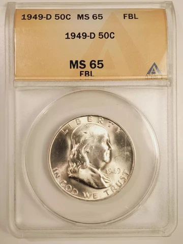 1949 D Franklin Half Dollar ANACS MS-65 FBL (A Real '65) Cover