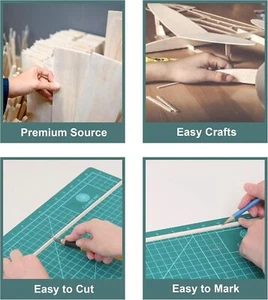 CRAFTIFF Balsa Wood Sheets Unfinished Thin Wood Pieces for Crafts 1/16 Thick - 6 - Picture 1 of 7