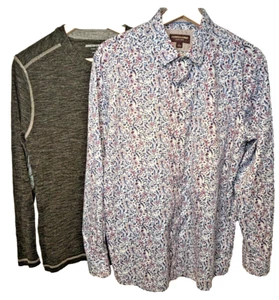 LOTTO DI DUE CAMICIE UOMO TAGLIA (L) MANICA LUNGA GRIGIO HENLEY/PAISLEY JOHNSTON MURPHY - Foto 1 di 11