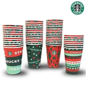 Starbucks Kaffee Einweg Pappbecher 50 Stück 12oz groß Weihnachten Urlaub Party - Bild 1 von 8