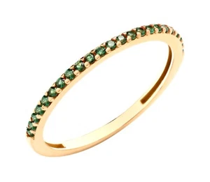 9ct Yellow Gold Simulated EMERALD Eternity Band Ring size J to U - Picture 1 of 5