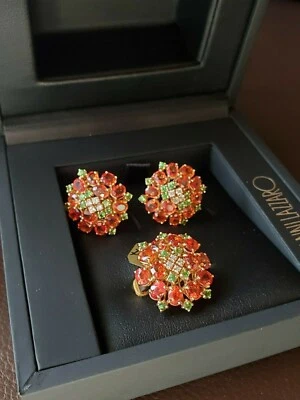 Juego de aretes y anillos Gianni Lazzaro de diamantes de zafiro de oro rosa de 18 quilates Foto 1 de 4