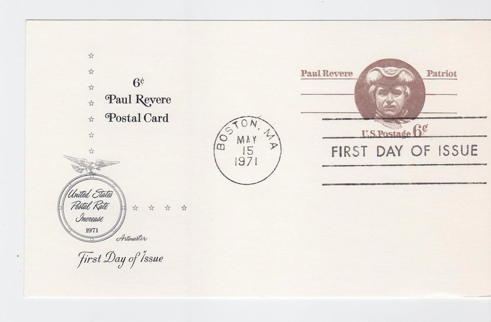 TurtlesTradingPost- Paul Revere 1971 FDC #UX58 Postal Card - Artmaster Cachet - Image 1 of 1