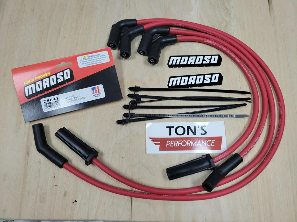 Moroso 28641 Harley HD Milwaukee 8 modelos 2017+ M8 FLT FLH Ultra 40 cables rojos Foto 1 de 3