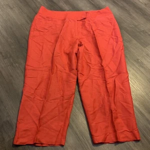 Ashley Stewart Red Linen Blend Womens Capri Wide Leg Pants Plus Size 24W - Picture 1 of 4