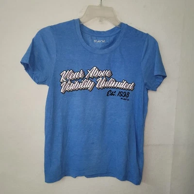 KAVU TShirt "Klear Above Visibility Unlimited" Est 1993 Blue Cotton Blend Size S - Image 1 of 4