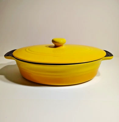 Cazuela Parini Amarillo Naranja Olla de Hierro Fundido Utensilios de Cocina Horno Holandés con Tapa Foto 1 de 4