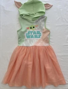 Star Wars The Mandalorian Girls Baby Yoda Hooded Cosplay Dress  - Picture 1 of 4