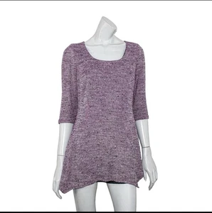 MARGI KENT Scoop Neck Tunic Blouse Heathered Purple Small - Medium - Picture 1 of 8
