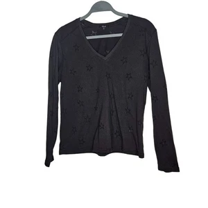 Rails The Sami Langarmshirt V-Ausschnitt schwarz Stern Burnout M Goth leicht - Bild 1 von 10